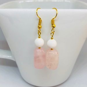 EARRINGS | White Jade & Rose Quartz Earrings